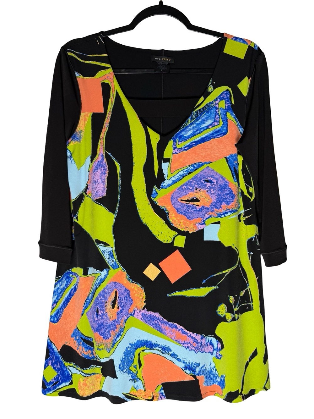 Eva Varro Size Large Abstract Tunic Top Art To Wear Maximalist Y2K Colorful USA